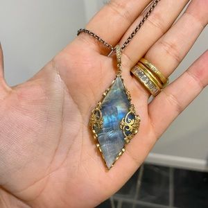 Cynthia Ann 18k gold moonstone diamond necklace